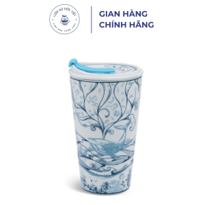 Ly sứ dưỡng sinh 0.48 L (K1) + nắp ống hút - Biển xanh