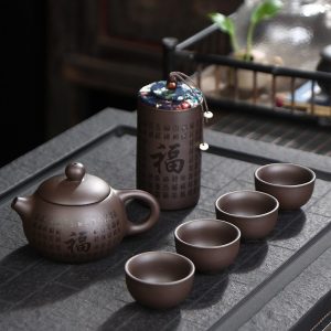 Bộ ấm trà tử sa Nhật đơn giản mà sang trọng