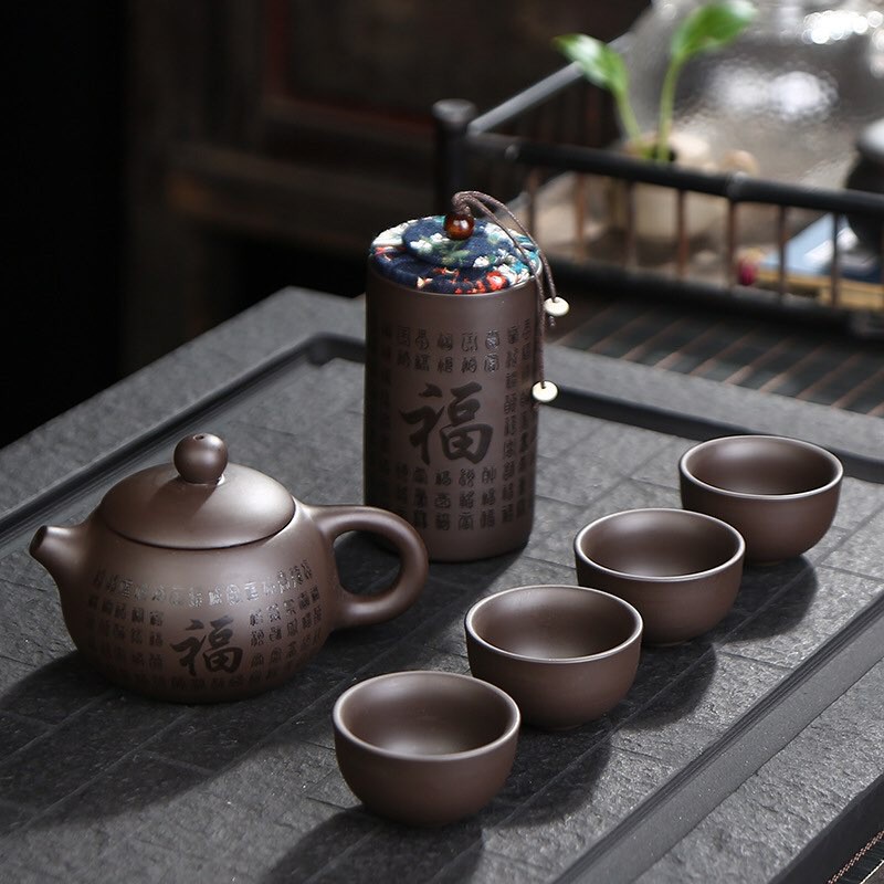 Bộ ấm trà tử sa Nhật đơn giản mà sang trọng